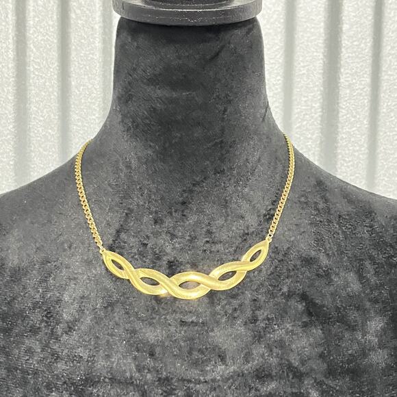 Vintage Signed Sarah Coventry Gold Tone Twisted Necklace Statement Chain 17 Inch - Picture 1 of 8